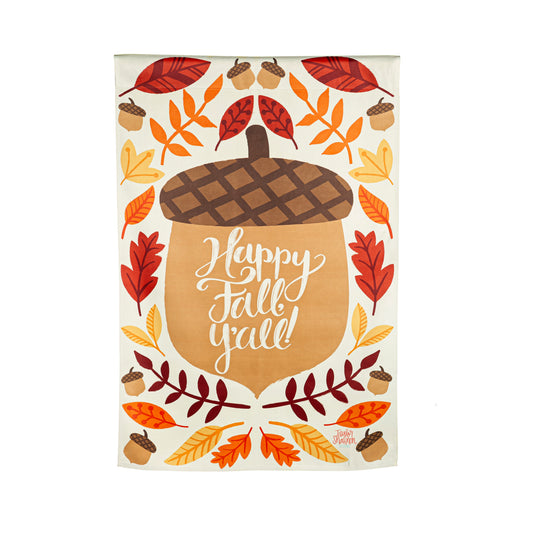 Happy Fall Acorn Printed Suede House Flag; Polyester 29"x43"