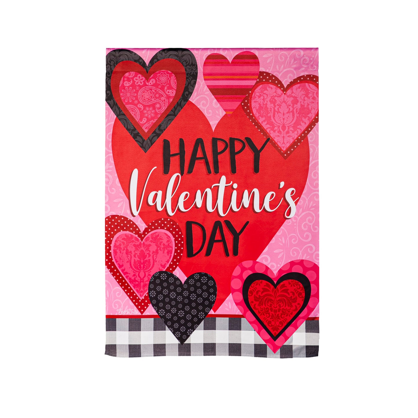 Patterned Valentine Hearts House Flag