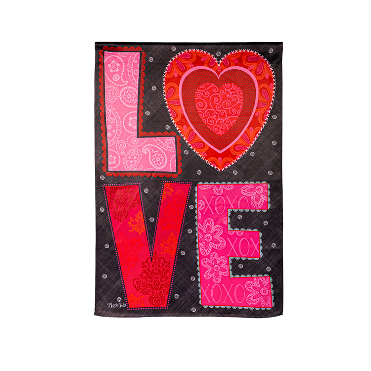 Love Heart Printed Suede House Flag; Polyester 29"x43"