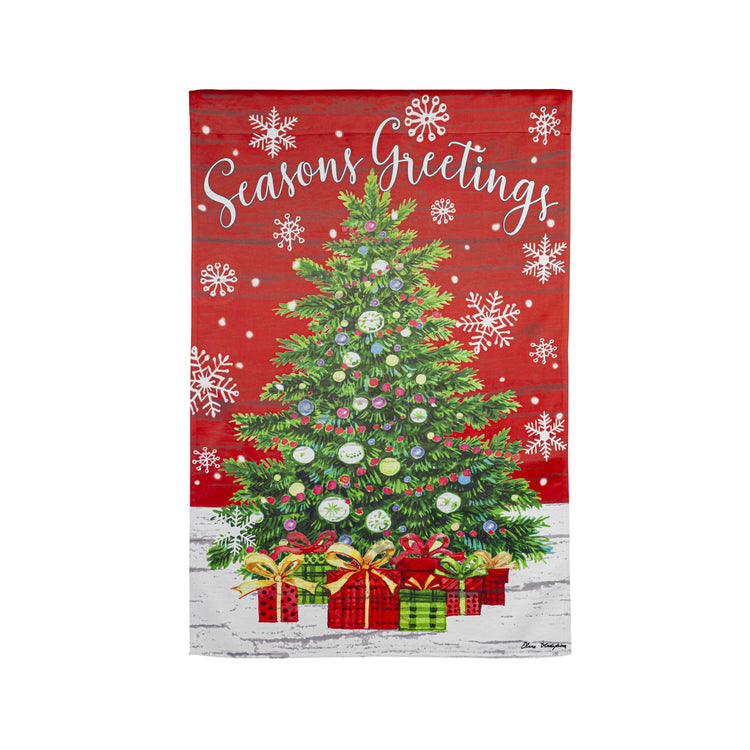 Seasons Greeting Trees Printed Suede House Flag; Polyester 29"x43"