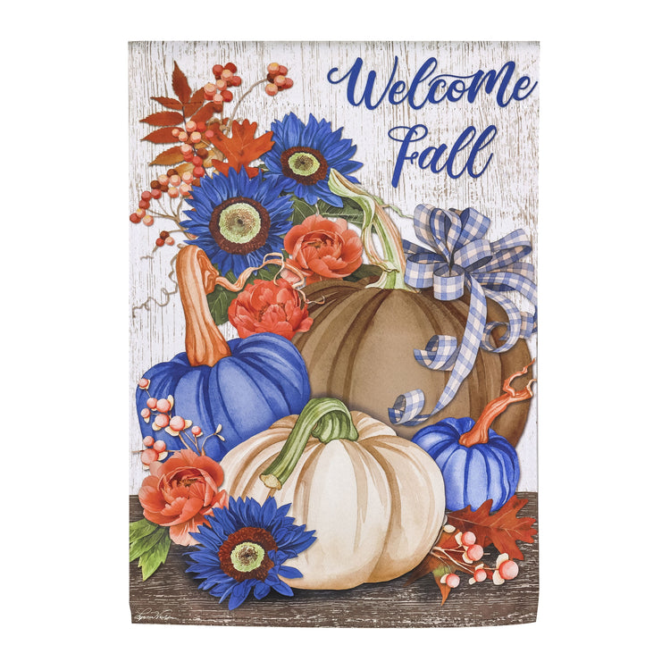 Welcome Fall Neutral Printed Suede House Flag; Polyester 29"x43"