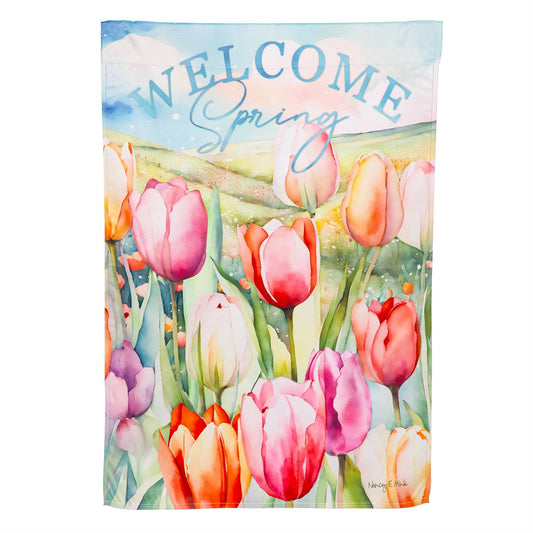 Tulip Fields Printed Suede House Flag; Polyester 29"x43"