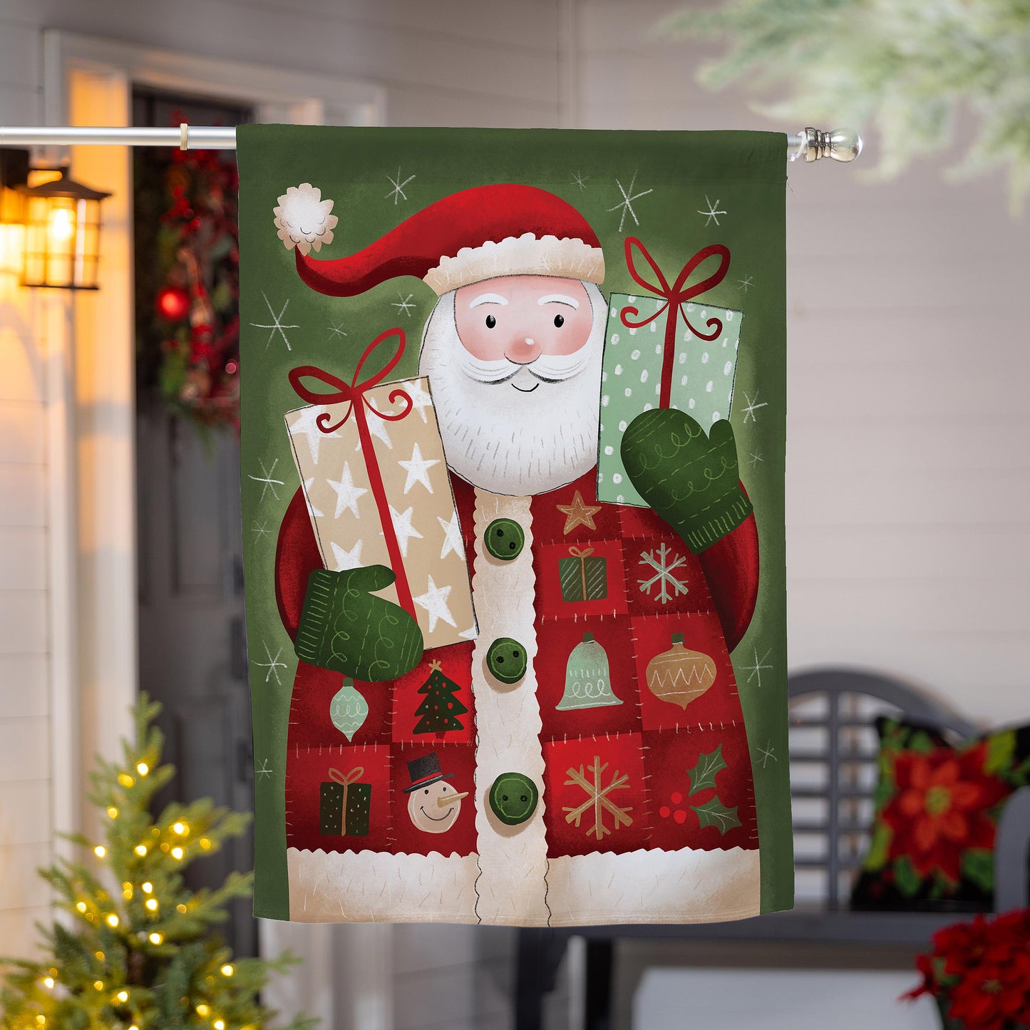 Giving Santa Suede House Flag; Polyester 29"x43"