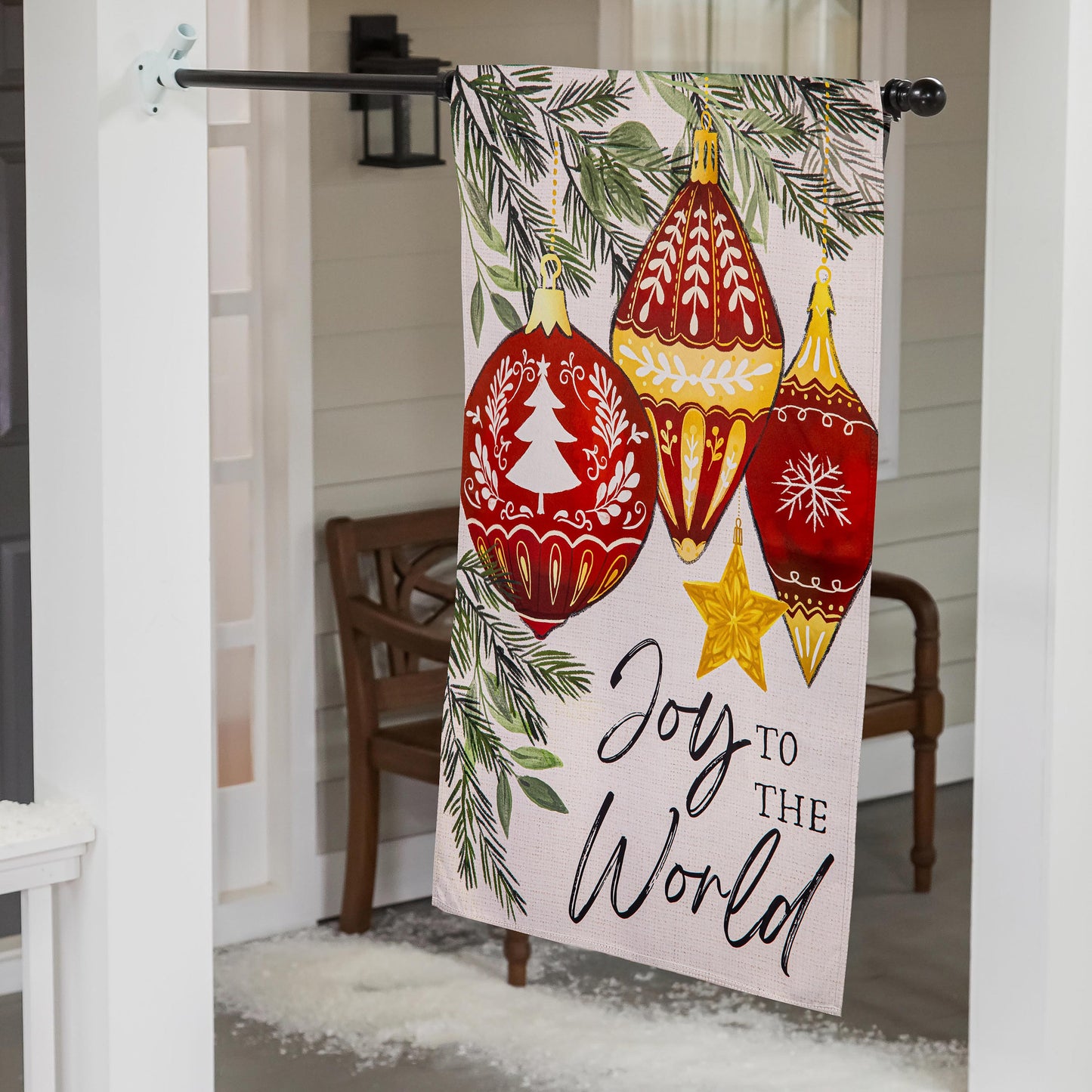Joy to the World Ornaments Suede House Flag; Polyester 29"x43"