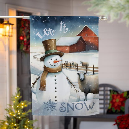 Winter Farm Suede House Flag; Polyester 29"x43"