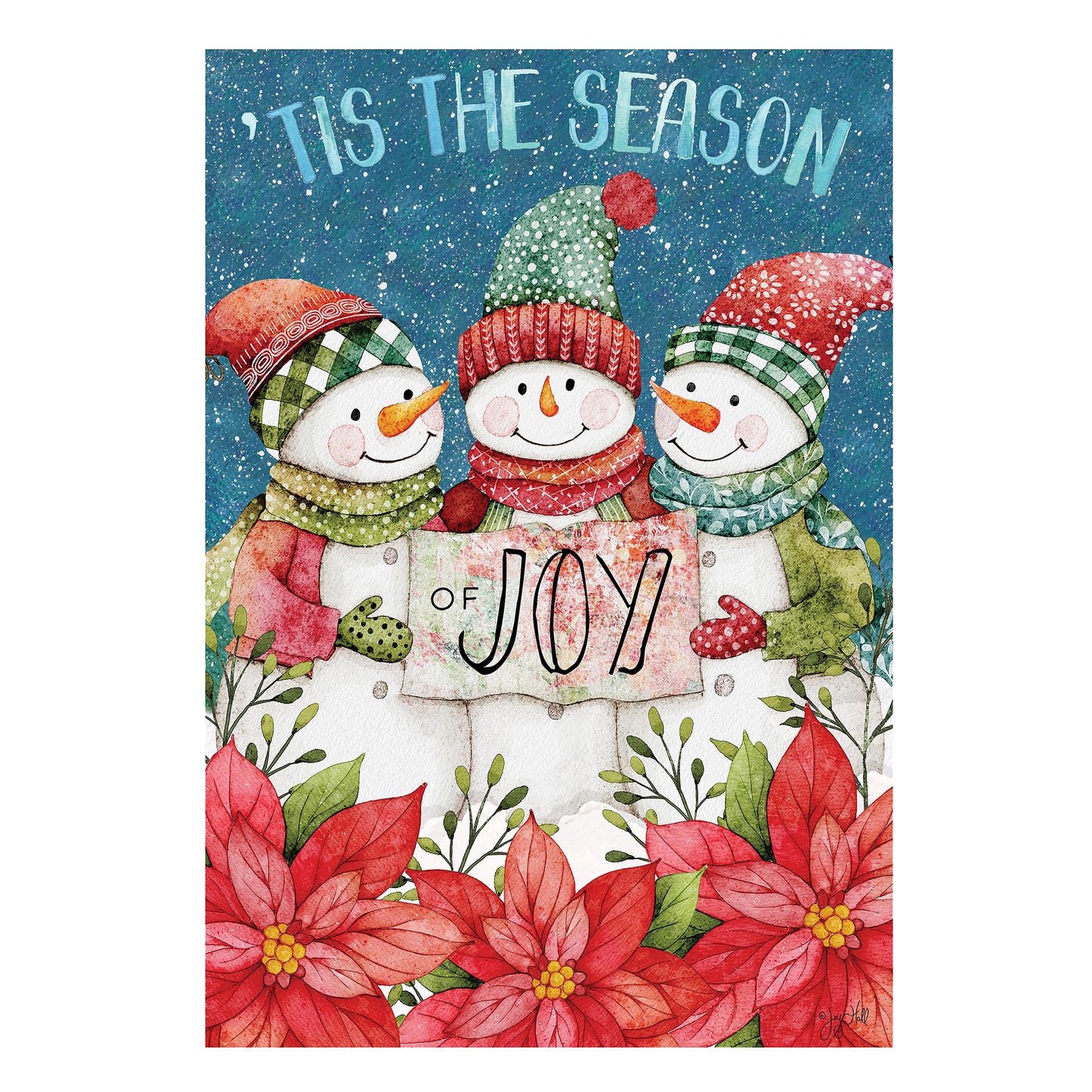 Christmas Cheer Snowmen Suede House Flag; Polyester 29"x43"