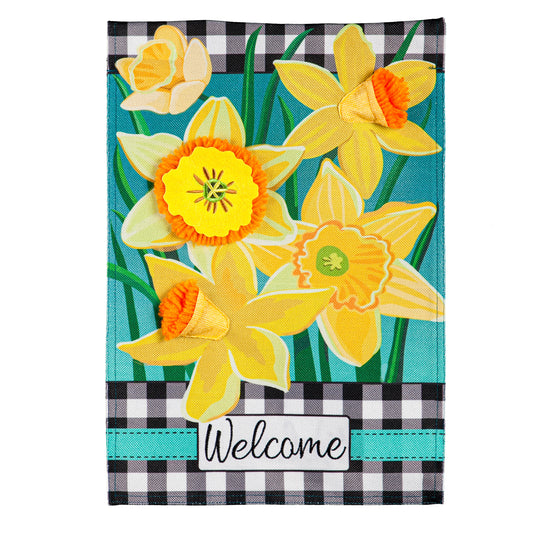 Daffodil Garden Printed Burlap Garden Flag; Polyester 12.5"x18"