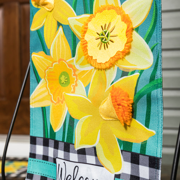 Daffodil Garden Printed Burlap Garden Flag; Polyester 12.5"x18"