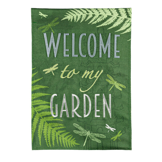 Welcome Dragonfly Garden Flag