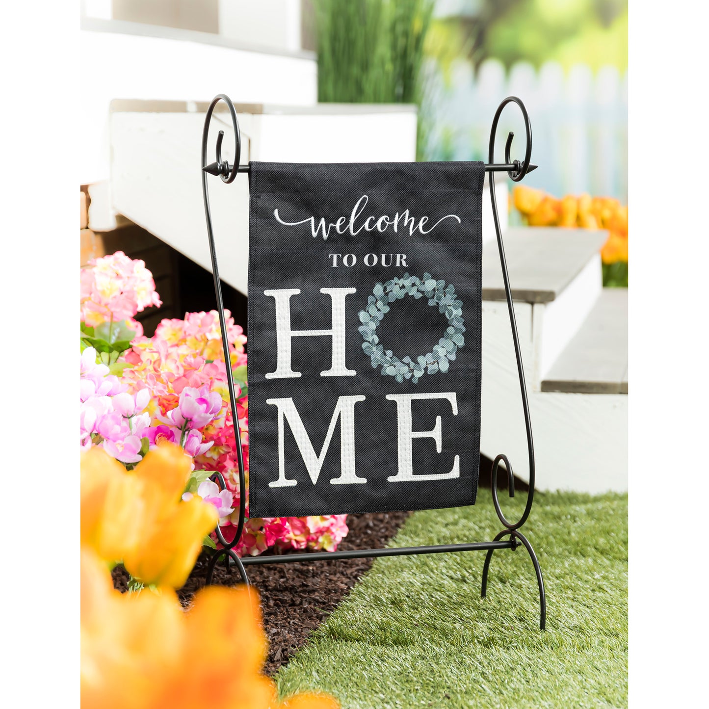 Eucalyptus Welcome Burlap Garden Flag; Polyester 12.5"x18"