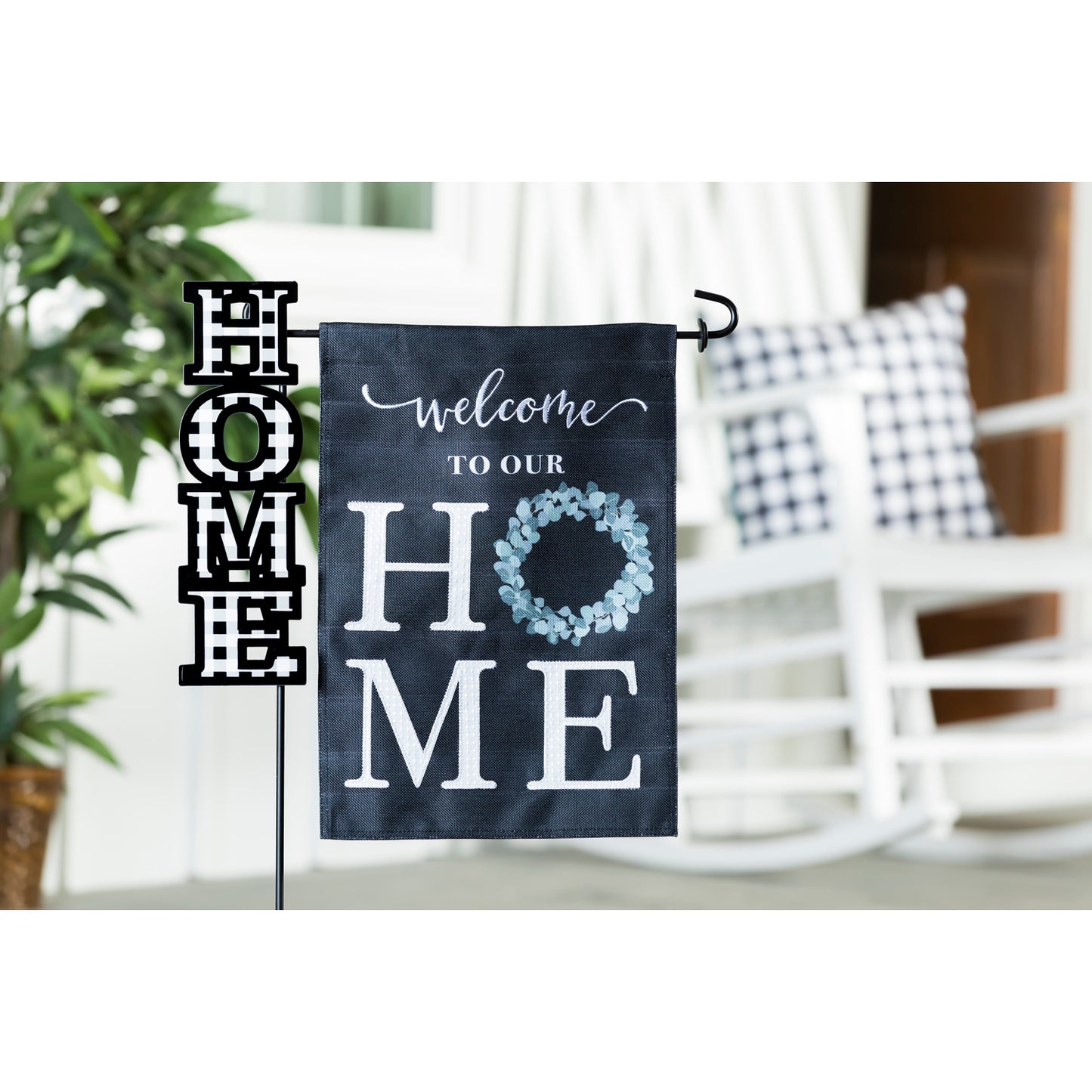 Eucalyptus Welcome Burlap Garden Flag; Polyester 12.5"x18"