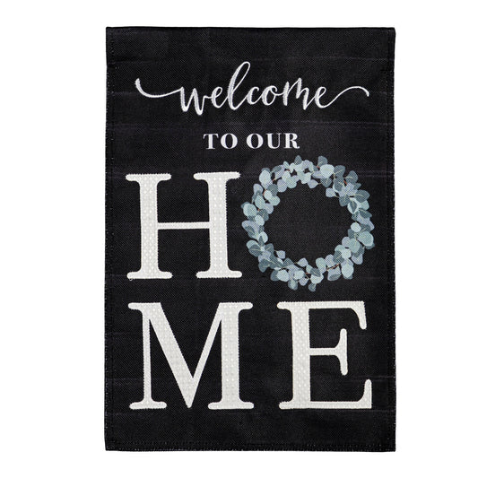 Eucalyptus Welcome Burlap Garden Flag; Polyester 12.5"x18"