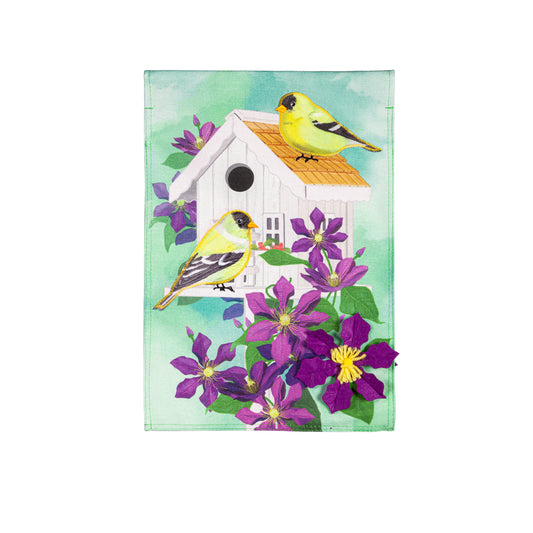 Finch & Clement Birdhouse Burlap Garden Flag; Polyester 12.5"x18"