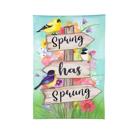Spring Sign Burlap Garden Flag; Polyester 12.5"x18"