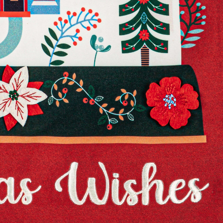 Christmas Wishes Printed Burlap Garden Flag; Polyester 12.5"x18"