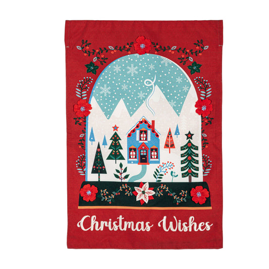 Christmas Wishes Printed Burlap Garden Flag; Polyester 12.5"x18"