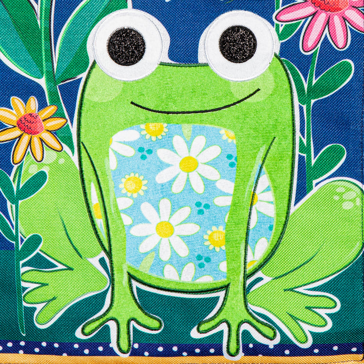 Welcome Friends Frog Printed Burlap Garden Flag; Polyester 12.5"x18"