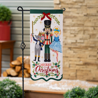 Nutcracker Christmas Everlasting Impressions Garden Flag; Polyester-Linen Blend 12.5"x28"