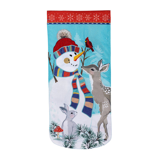 Woodland Snowman Everlasting Impressions Garden Flag; Polyester-Linen Blend 12.5"x28"