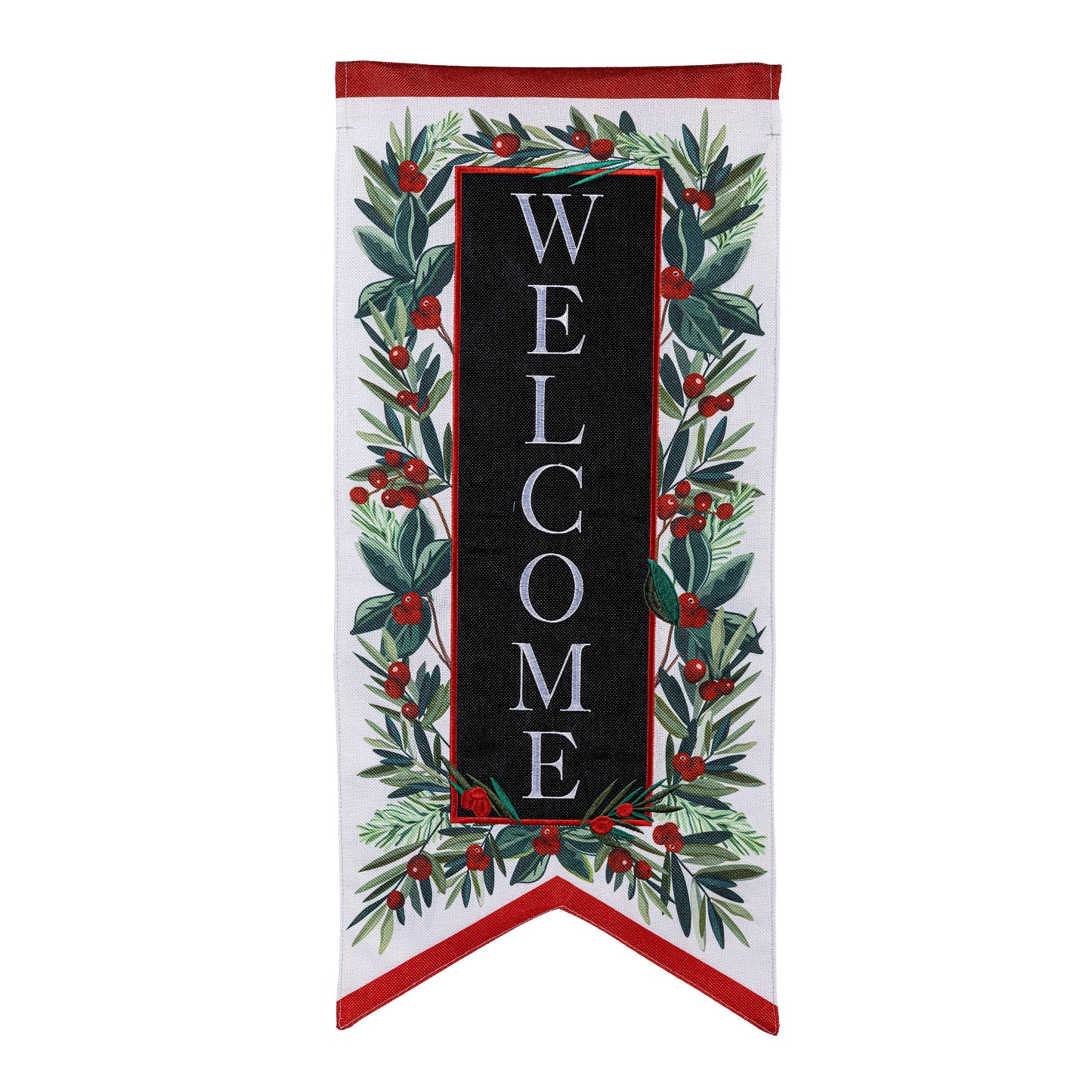 Welcome Foliage Everlasting Impressions Garden Flag; Polyester-Linen Blend 12.5"x28"