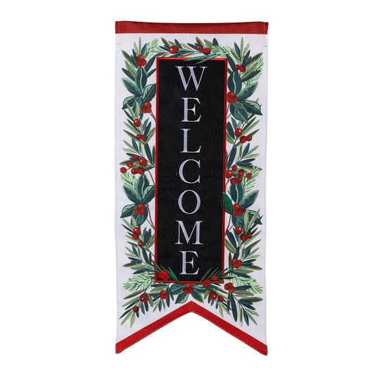 Welcome Foliage Everlasting Impressions Garden Flag; Polyester-Linen Blend 12.5"x28"