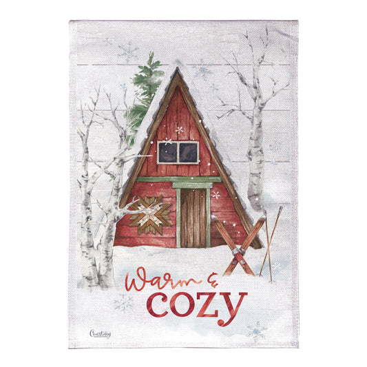 Warm & Cozy Burlap Garden Flag; Polyester 12.5"x18"