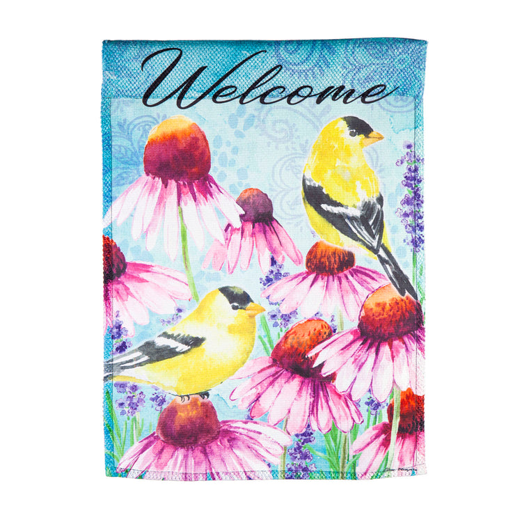 Bright Flowers and Finches Garden Flag