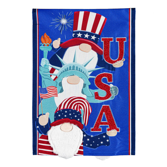 USA Patriotic Gnomes Garden Flag