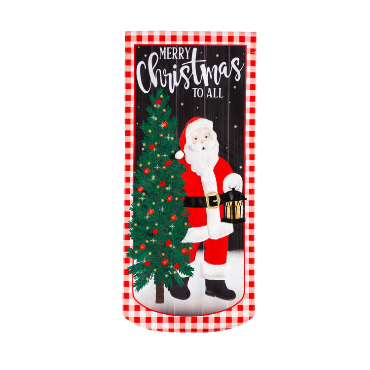 Father Christmas Everlasting Impressions Garden Flag; Polyester-Linen Blend 12.5"x28"