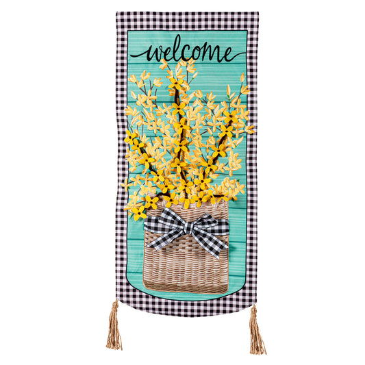 Forsythia Basket Printed Everlasting Impressions Garden Flag; Polyester-Linen Blend 12.5"x28"