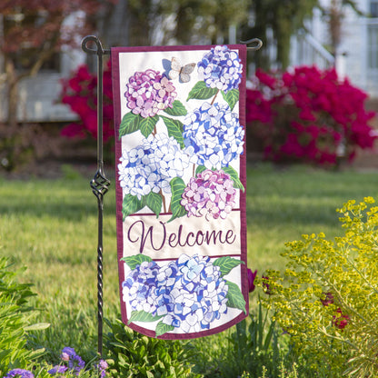 Hydrangea Garden Printed Everlasting Impressions Garden Flag; Polyester-Linen Blend
