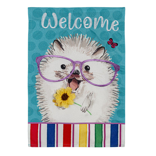 Welcome Hedgehog Pal Garden Flag