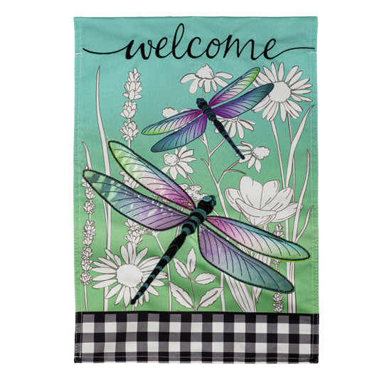 Dragonflies and Wildflowers Welcome Garden Flag