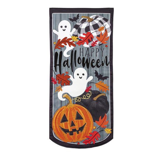 Happy Halloween Everlasting Impressions Garden Flag; Polyester-Linen Blend 12.5"x28"