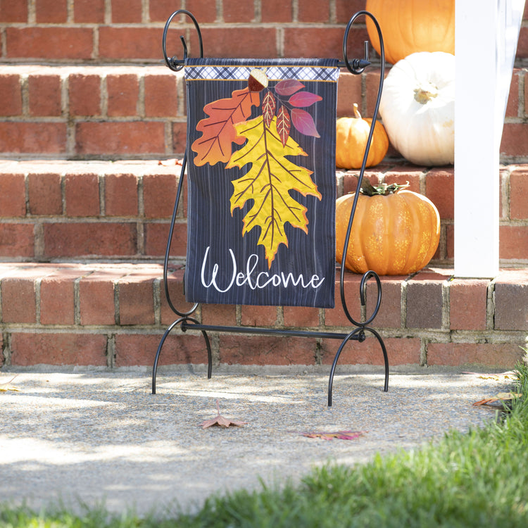 Welcome Autumn Leaves Garden Flag; Linen Textured Polyester 12.5"x18"