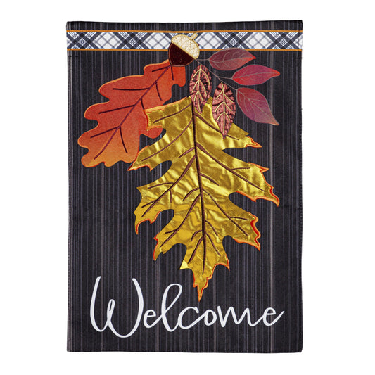 Welcome Autumn Leaves Garden Flag; Linen Textured Polyester 12.5"x18"