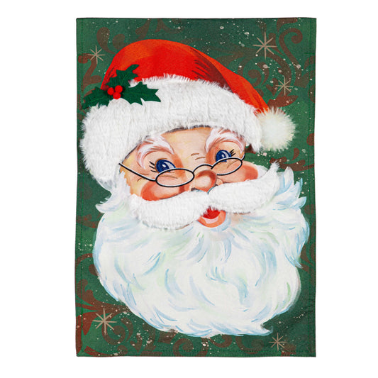 Merry Santa Garden Flag; Linen Textured Polyester 12.5"x18"