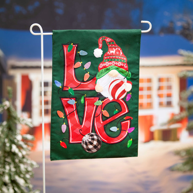 Christmas Love Garden Flag; Linen Textured Polyester 12.5"x18"
