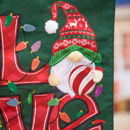 Christmas Love Garden Flag; Linen Textured Polyester 12.5"x18"