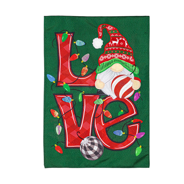Christmas Love Garden Flag; Linen Textured Polyester 12.5"x18"
