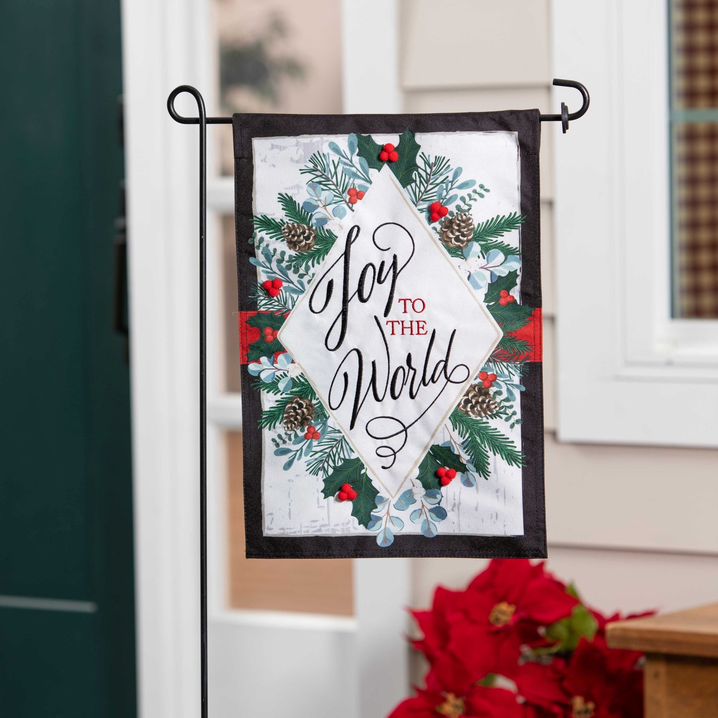 Joy to the World Garden Flag; Linen Textured Polyester 12.5"x18"
