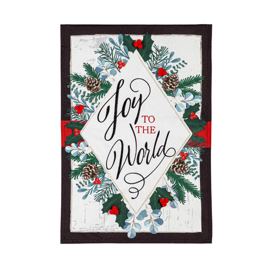Joy to the World Flag; Linen Textured Polyester 12.5"x18"
