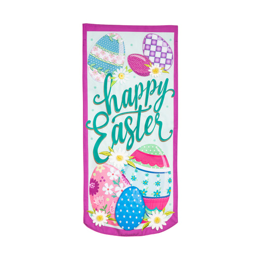 Happy Easter Eggs Everlasting Impressions Garden Flag; Polyester-Linen Blend 12.5"x28"