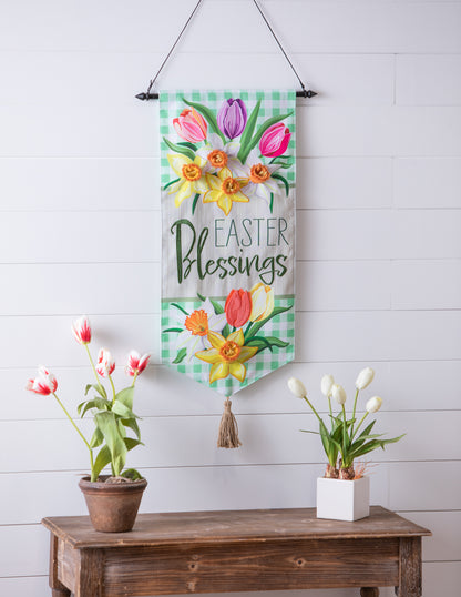 Easter Blessings Everlasting Impressions Garden Flag; Polyester-Linen Blend 12.5"x28"