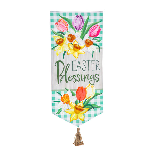 Easter Blessings Everlasting Impressions Garden Flag; Polyester-Linen Blend 12.5"x28"