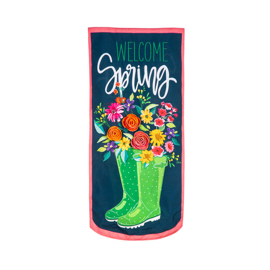 Welcome Spring Rain Boots Everlasting Impressions Garden Flag; Polyester-Linen Blend 12.5"x28"