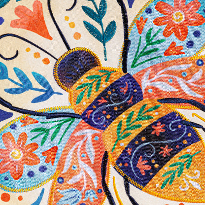 Patterned Bee Garden Flag; Textured Linen-Polyester 12.5"x18"