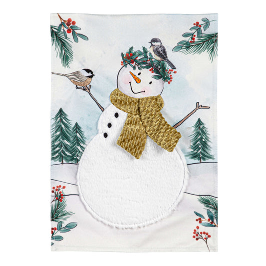 Snowman Garden Flag; Linen Textured Polyester 12.5"x18"