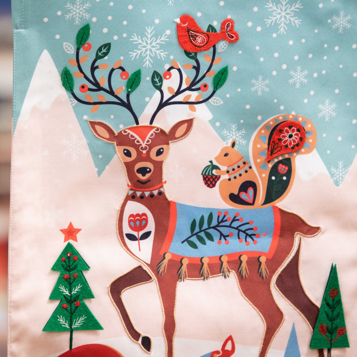 Woodland Creatures Garden Flag; Linen Textured Polyester 12.5"x18"