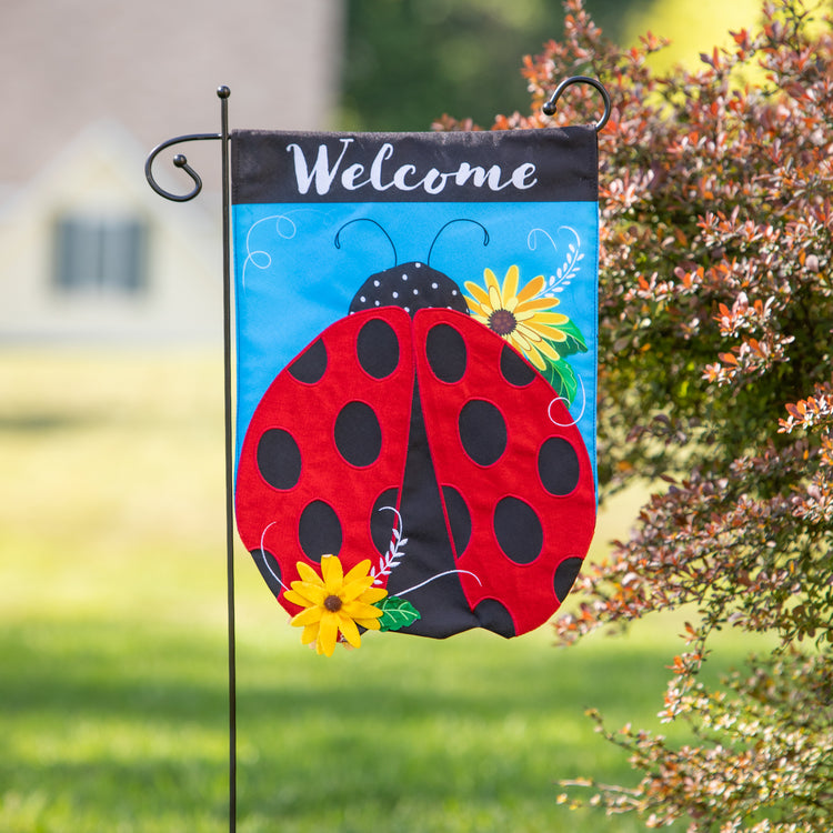 Ladybug Welcome Garden Flag; Linen-Polyester 12.5"x18"